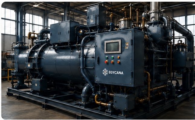 فريق EGYCANA الهندسي أثناء صيانة شيلر امتصاص